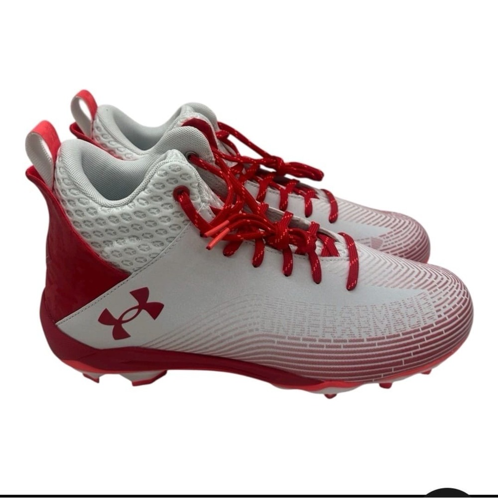 Under Armour‎ Hammer MC 2.0 Football Cleats Mens Sz 11.5 White/Red 3027306-101